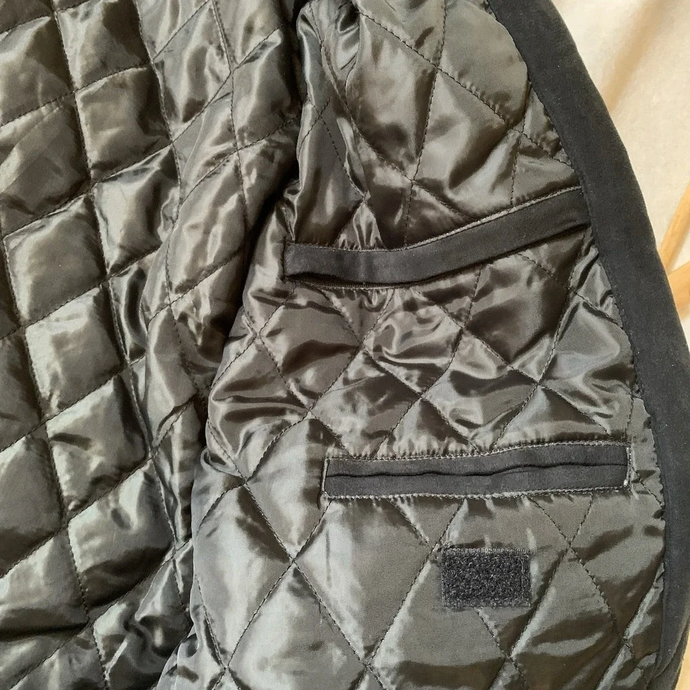 Montage Collection Black Faux Suede ZipUp Bomber Jacket With Pockets Size M